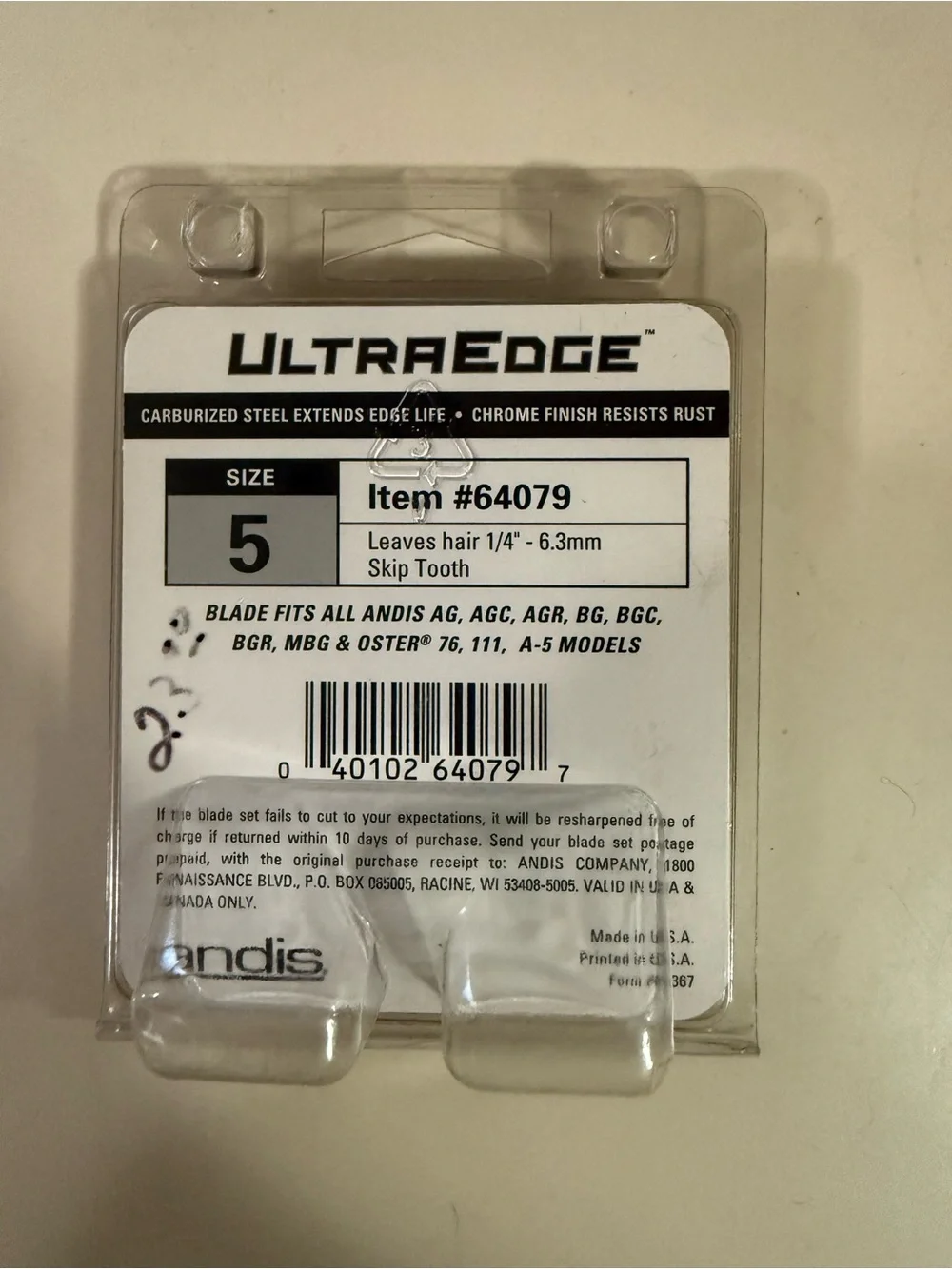 Andis UltraEdge Size 5 Replacement Blade - Chrome/Silver Finish